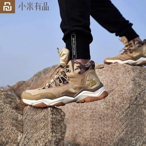 Youpin Men Hiking Shoes 3D Shock Absorption EVA Sneaker Men Leather Trekking Boots Trail Camping Rubber Wear-resistant Outsole