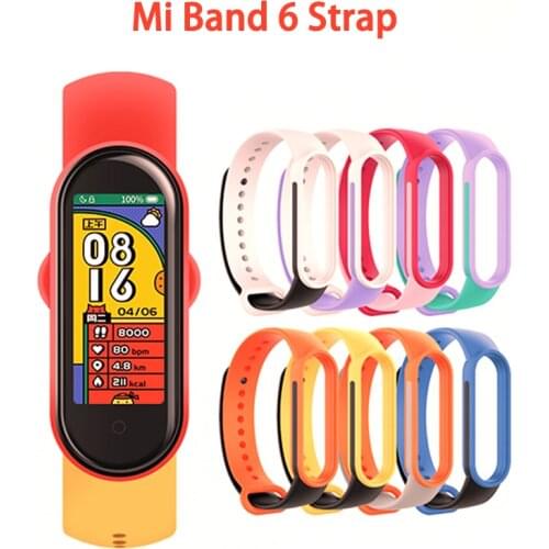 Soft Strap For Xiaomi Mi Band 6 Breathable Wristband Bracelet Replacement For Xiaomi Band 6 MiBand 6 Wrist Color TPU Strap