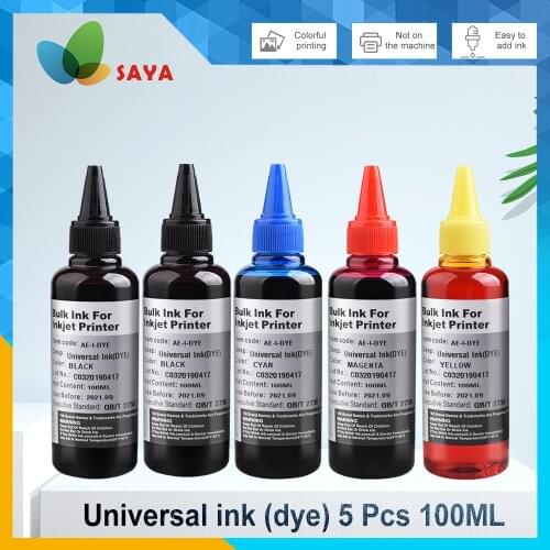 5x100ml Printer Ink Refill Kit for Epson Canon HP Brother Dell Kodak Inkjet Ciss Cartridge 4color universal ink fast shipping