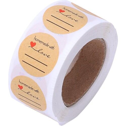 1 inch Homemade With Love Sticker With Lines For Writing /1 inch Round Homemade With Love Canning Labels / 500 Labels Per Roll