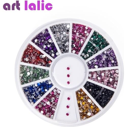 3000Pcs 1.5mm Assorted Colors Round Glitter Nail Art Decorations Wheel Gems Rhinestones Sticker High Quality Rhinestone