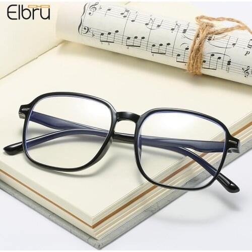 Elbru Ultralight Big Frame Myopia Glasses Men Women Shortsighted Eyeglasses Prescription Anti Blue Light Eyewear -0.5to-6 Goggle