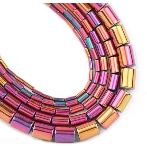 Natural Stone Rose Red Cylinder Round Hematite 4x1/5x3/6x4MM Charm Loose Spacer Beads For Jewelry Making Diy Bracelets Necklace