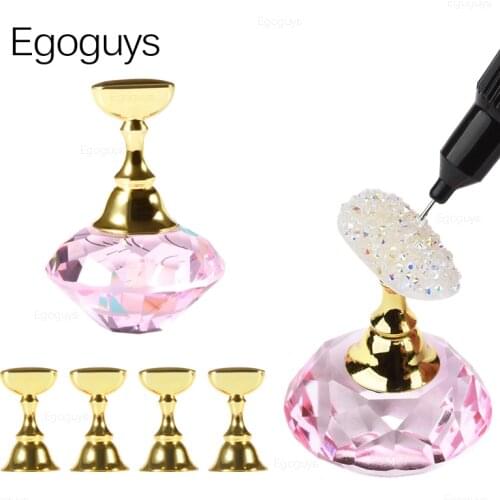 Metal Alloy Crystal Nail Art Practice Display Stand Checkerboard False Nail Holder UV Gel Polish Showing Shelf DIY Training Base