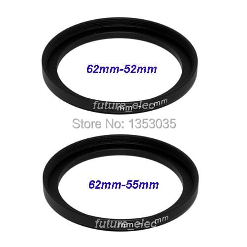 Pro 2 x 62mm to 52mm 55mm 62mm-52mm-55mm 62-52-55 Metal Step-Up Step Up Ring Camera Lens Filter Stepping Adapter Hood Holder Cap