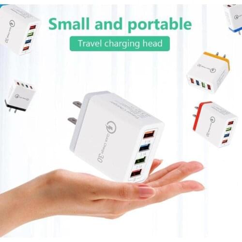 Colorful Universal USB Charger 3.0 4 Ports USB Hub Charger 3A Charging Smart Standard EU Travel Phone US Adapter Plug Fast V9W1