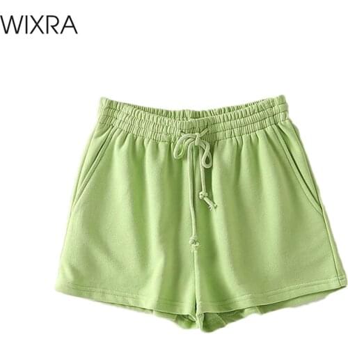 Wixra Summer Casual Shorts Women Loose High Waist Lace Up Wide-Leg Drawstring Streetwear Ladies Pants