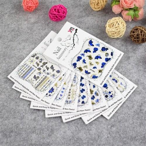 Blue Nail Stickers Phototherapy Decals Nail Stickers Color Watermark Nail Stickers Nail Art Transfer Slider Nail Art Decoration