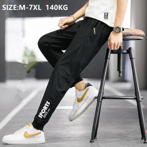 140KG 7XL 6XL Jogging Sweatpants Summer Black Large Plus Size Harem Boys Cool Loose Casual Juvenile Jogger Sports Trouers