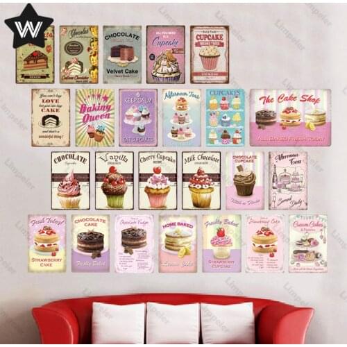 The Cake Shop Metal Decor Chocolate Cake Tin Sign Metal Poster Cupcake Vintage Wall Sticker Best Cakes In Town Metal Plate Decor