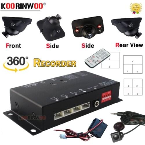 Koorinwoo Intelligent Recorder DVR 360 Split 4 Channels Box Independent Trigger Line Control For Front Left Right Reverse Camera