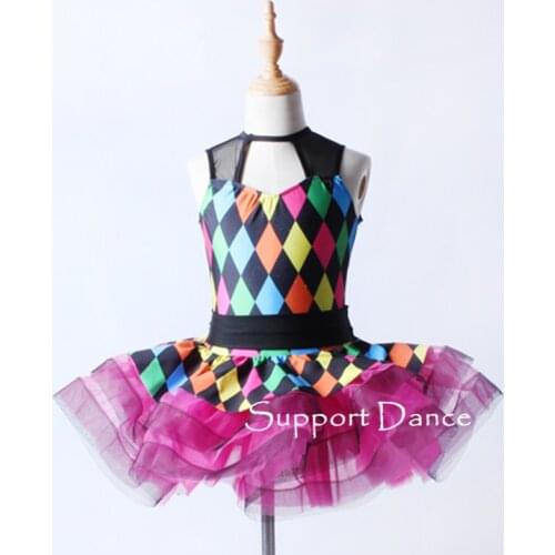 Mesh Colorful Ballet Tutu Dress Children Adult Performance Costume Support Dance C336