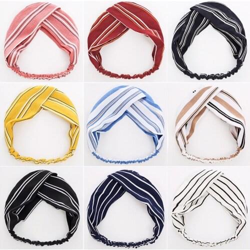 Womens Cross Stripe hair bands Chiffon Headband face wash Headwear for women Hair Accessories FD04