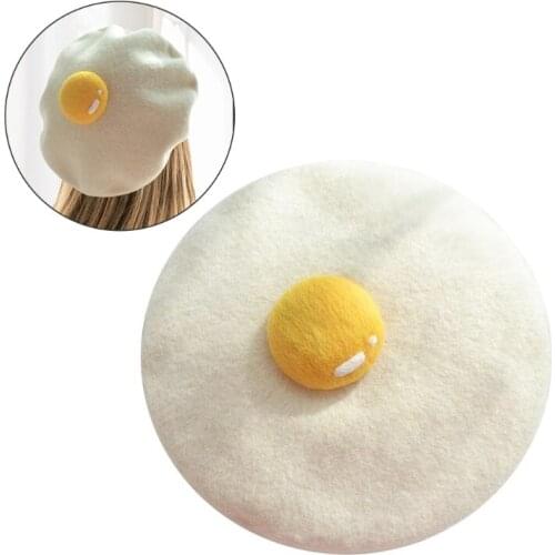 Women Kids Girls Winter Faux Wool Beret Cap Creative Kawaii Cute Poached Egg Vintage Warm Artist Painter Beanies Hat