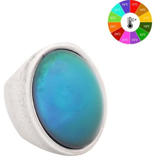 Mojo Vintage Bohemia Retro Color Change Mood Ring Emotion Feeling Changeable Ring Temperature Control Ring for Women MJ-RS024