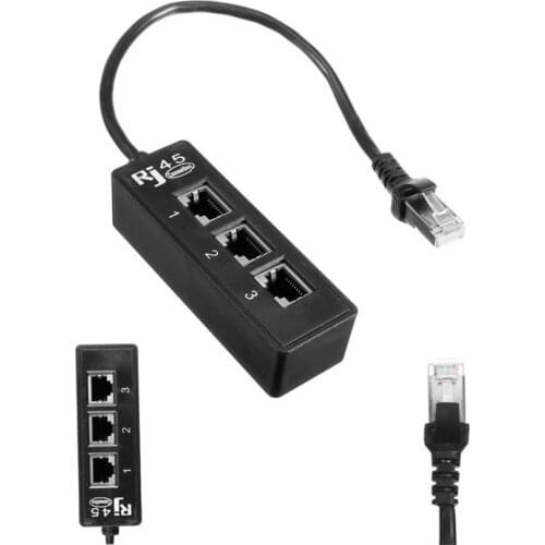 1PCS LAN Ethernet Network RJ45 Connector Splitter Adapter Cable for Networking Extension 1 Male to 3 Female/1 Female to Female