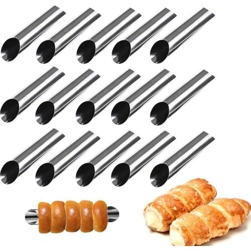 Stainless Steel Cannoli Tubes Forms Set Non-stick Cream Horn Danish Pastry Molds For Croissant Shell Cream Roll 10/15/20/30pcs