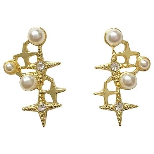 10 pair/lot fashion women jewelry accessories metal pearl star earrings for women