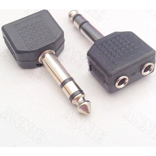 10pcs/lot 6.5 TRS 3 Pin turn Double 3.5 Female Audio Adaptor 6.35 Double Track Plug Turn Two 3.5 Interface