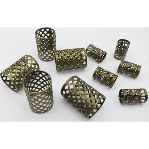 10Pcs/Pack Bronze big adjustable hair braid dread Dreadlock Beads cuffs clips rings tube for hair women men Accessories