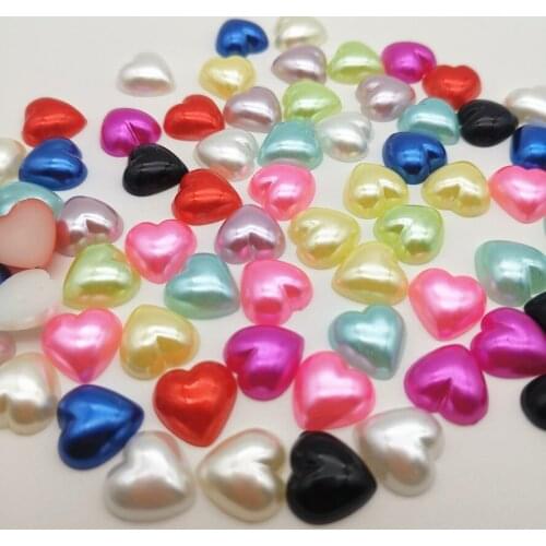 100pcs 12mm 12 Colors Heart Pearls Flatbacks Cabochons Embellishments DIY Scrapbooking Crafts Cardmaking