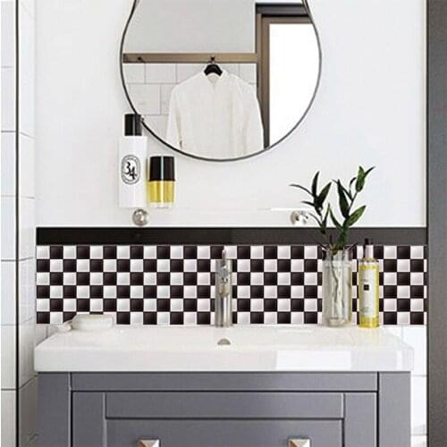 6pcs Mosaic Wall Sticker Wall Tile Peeling and Pasting Self-adhesive Back Splash DIY Kitchen Bathroom Home Wall Sticker Vinyl 3D