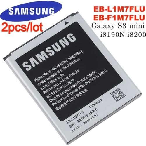 2pcs/lot EB-L1M7FLU Original battery For Samsung Galaxy S3 Mini GT-I8190 i8160 I8190N GT-i8200 S7562 G313 EB-F1M7FLU 1500mAh