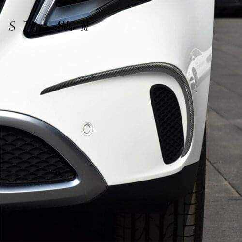 Car styling Carbon fiber fog lamps grille slats auto fog lights cover Stickers Trim for Mercedes Benz GLA Class X156 Accessories