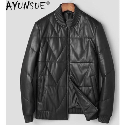 AYUNSUE Autumn Leather Jacket Men White Duck Down Real Sheepskin Coat Casaul Mens Coats Clothing Chaquetas Hombre 2021 WPY4130