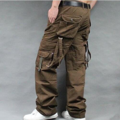 Seasons Cargo Pants Loose Mens Cotton Pocket Baggy Trousers Men Casual overall Spring Autumn Straight Mens Bottoms Big Size 38