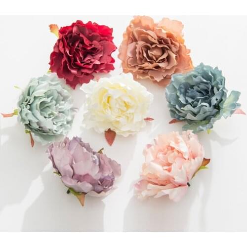 100PCS Wholesale Artificial Flowers DIY Garland Wedding Christmas Decoration for Home Silk Penoy Fake Plant Scrapbooking Outdoor