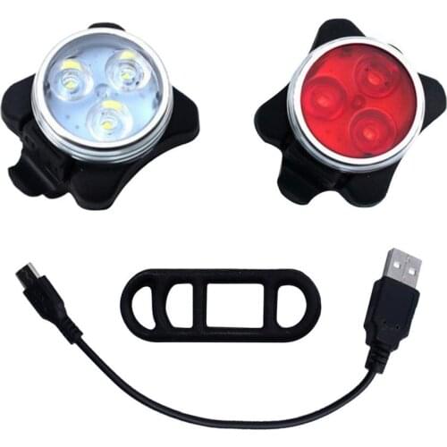 USB Rechargeable Bike Light Set,Super Bright Front Headlight and Rear LED Bicycle Light,650mah Lithium Battery,4 Light Mode