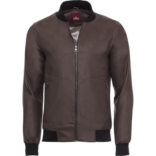 Brown Suede Bomber Coat