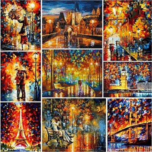 Paintmake Landscape DIY Paint By Numbers Tower Oil Painting On Canvas For Home Room decor Wall Art Picture gifts Yellow