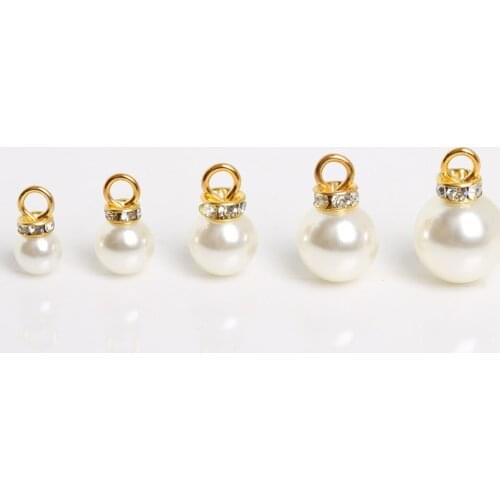 10Pcs/lot Mix Sizes Round Imitation Pearl Beads With Gold Bead Cap Handmade Earring Accessory DIY Fashion Jewelry Finding