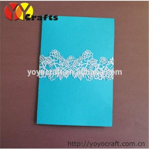 Laser cutting rose flower wedding invitation card belly band with custom design and size