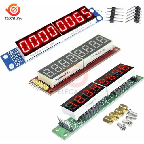 MAX7219 LED Dot Matrix 8 Digit Digital Tube Display Control Module For Arduino 3.3V 5V Microcontroller 7-segment Red/Green/Blue