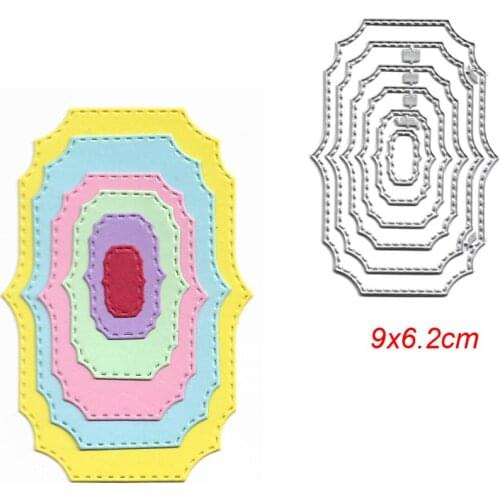 Metal Cutting Dies Cut Dies 6pc Basic Classic Irregular Shape Oval Frame Stencil for Scrapbooking Card Paper Craft Template Dies