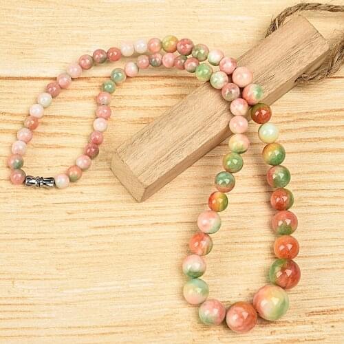 Mix of cyan and pink with a touch of transparency Seven color Jasper jewelry necklace, slowly girl heart