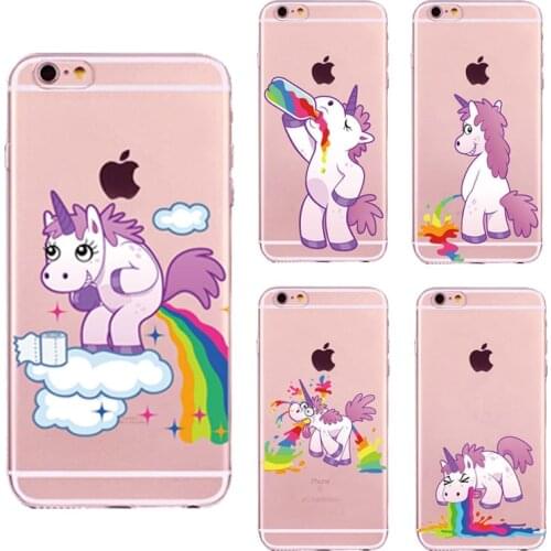 Cute unicorn rainbow phone cases for Funda iPhone 6 6S 7 8 Plus X Cartoon animal Unicorn Soft TPU Cover for Cover iPhone 7 Case