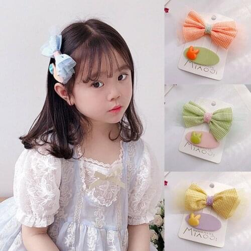 Fashion Baby Girls' Cute Bow Cotton Solid Color Candy BB Clip Duckbill Hairpin Hairband Clip