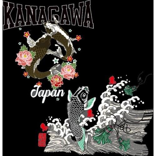 Cartoon Japanese Carp Iron On Stickers Washable Appliques A-level Patches Heat Transfer For DIY T-shirt Accessory Clothes Decor