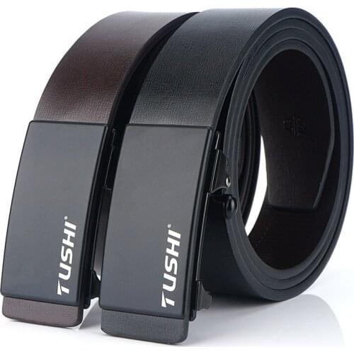 Toothless mens belt leather automatic buckle inner wear belt male and young casual Korean version of cowhide non-porous belt