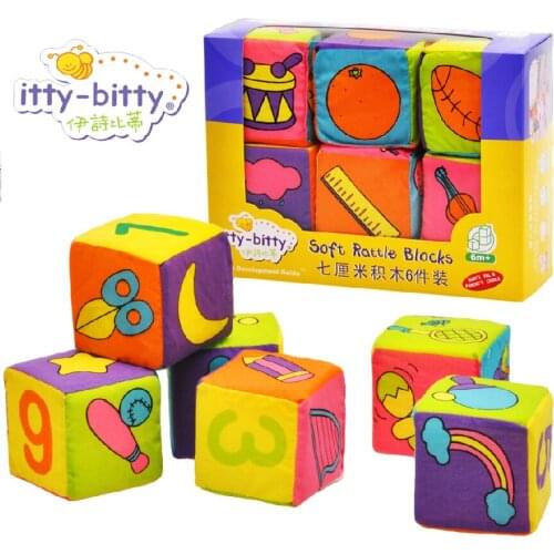 Cute 1set 7cm soft cloth blocks digital rattles early development baby cognitive infant newborn game gift educational toy