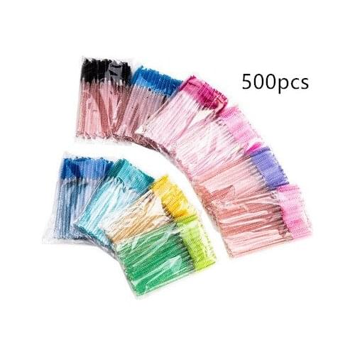 New Good Quality Disposable 500Pcs/Pack Eyelash Eyebrow Makeup Brush Mini Mascara Wands Applicator Brush Eyelash Extension Tool