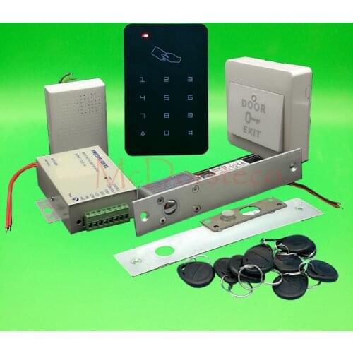 Brand New DIY Rfid Door Access Control Kit Set With Electric Bolt Lock Card Full Wood Door Access Control System