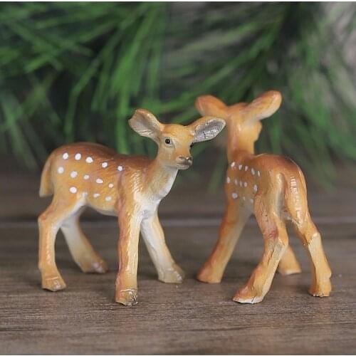 Deer Christmas Ornament Gift Mini Animal Statue Model Craft Bonsai Decor Miniature Home Fairy Garden Decoration DIY Accessory