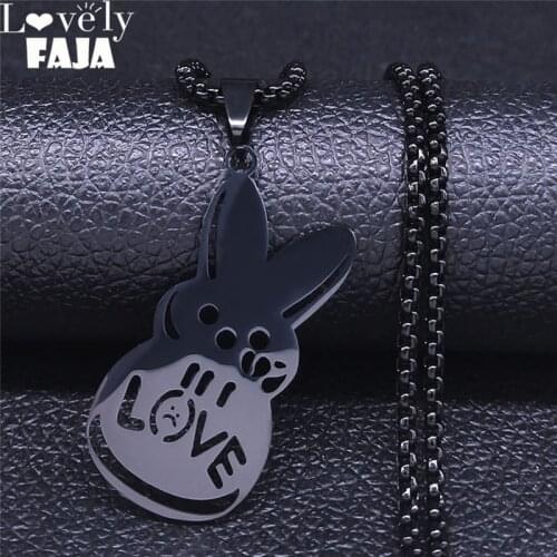 Sad for love Black Color Stainless Steel Statement Necklace Women/Men Necklace Jewelry collar acero inoxidable mujer N4209S03