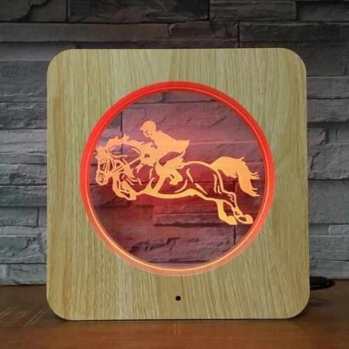 Horse Riding Match 3D LED Plastic Night Light DIY Customized Lamp Table Lamp Kids Colors Gift Home Decor DropShipping 1578