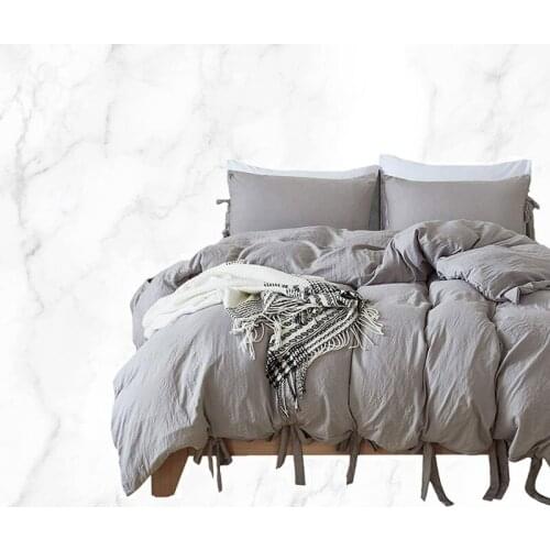 Washed Cotton Duvet Cover Sets Solid Color Soft Bed Comforter Bedding Set for Single Twin Bed Simplicity Home Textile